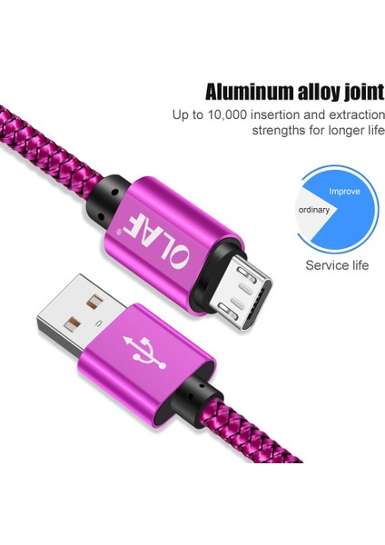 Olaf Mikro USB Kablosu 2.4A Hızlı Şarj 1m 2m 3m USB Şarj Aleti Veri Kablosu Samsung Xiaomi Mikro USB Android Cep Telefonu Kabloları (Yurt Dışından)