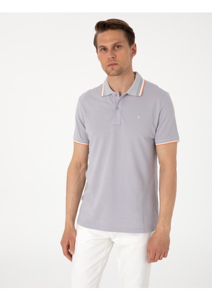 Erkek Açık Gri Slim Fit Polo Yaka Tişört 50310203-VR001