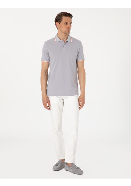 Erkek Açık Gri Slim Fit Polo Yaka Tişört 50310203-VR001 fırsatları