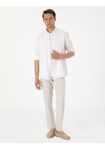 Erkek Bej Ex. Slim Fit Kumaş Pantolon 50306174-VR011