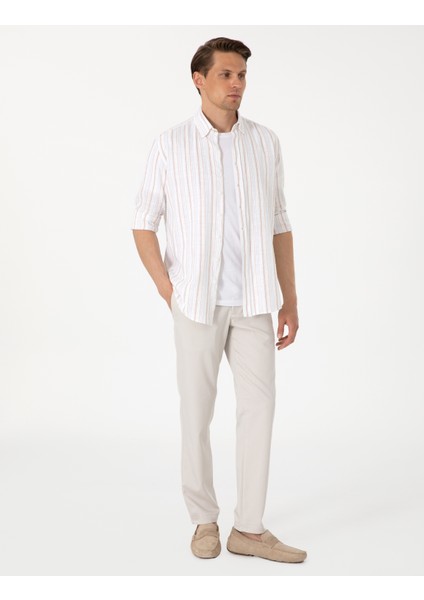 Erkek Bej Ex. Slim Fit Kumaş Pantolon 50306174-VR011