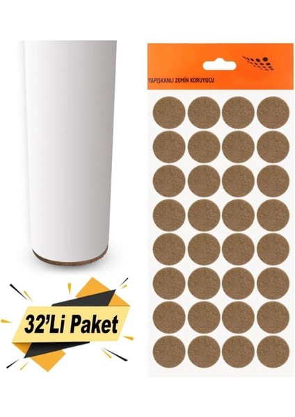 Masa Sandalye Parke Zemin Koruyucu Keçe Yapışkanlı 24 mm (32'li Paket) Weiss
