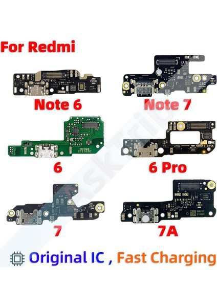 Orijinal Hızlı Şarj USB Şarj Aleti Kurulu Bağlantı Noktası Konektörü Mic Dock Flex Kablo Xiaomi Redmi Için Not 6 7 6A 7A Pro Artı Dock (Yurt Dışından)