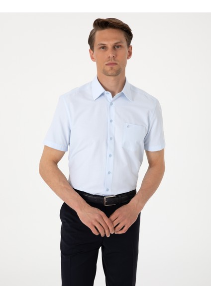 Erkek Açık Mavi Regular Fit Kısa Kollu Gömlek 50307003-VR003