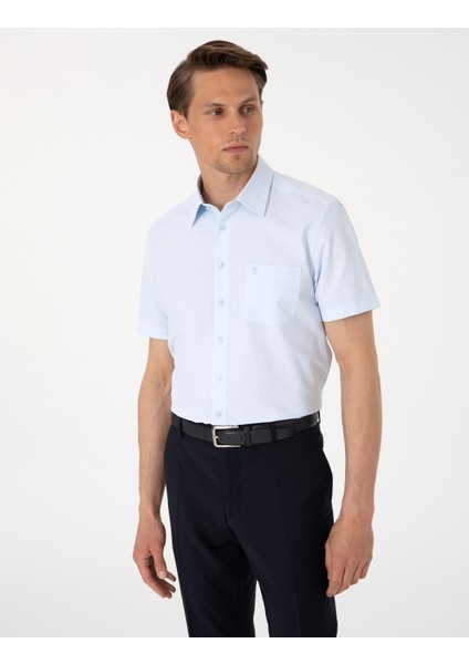 Erkek Açık Mavi Regular Fit Kısa Kollu Gömlek 50307003-VR003