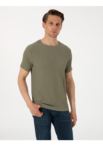 Erkek Haki Slim Fit Tişört 50306802-VR027