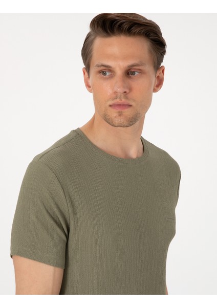 Erkek Haki Slim Fit Tişört 50306802-VR027 fiyatları