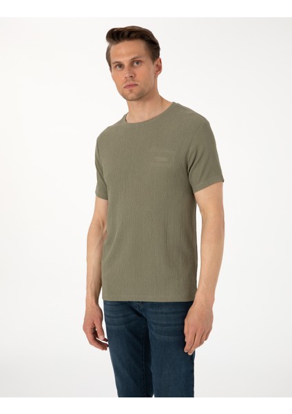 Erkek Haki Slim Fit Tişört 50306802-VR027 modelleri