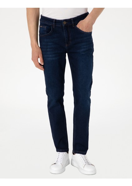 Erkek Koyu Lacivert Slim Fit Jean Pantolon 50308930-VR100