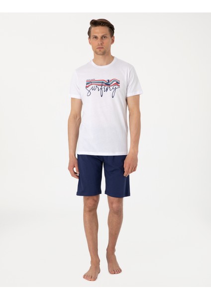 Erkek Beyaz Kısakol Şortlu Pijama Takımı 50314387-600