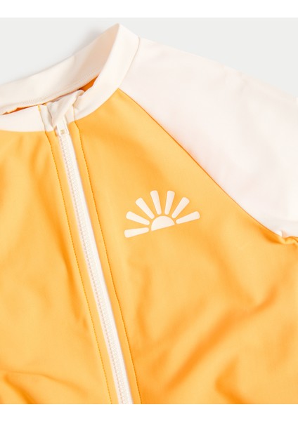 Renk Bloklu Uzun Kollu Swimsuit (2-8 Yaş)