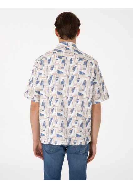 Erkek Mavi Oversize Kısa Kollu Gömlek 50301558-VR036