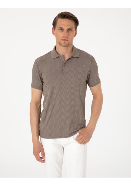 Erkek Koyu Vizon Slim Fit Polo Yaka Tişört 50310233-VR241