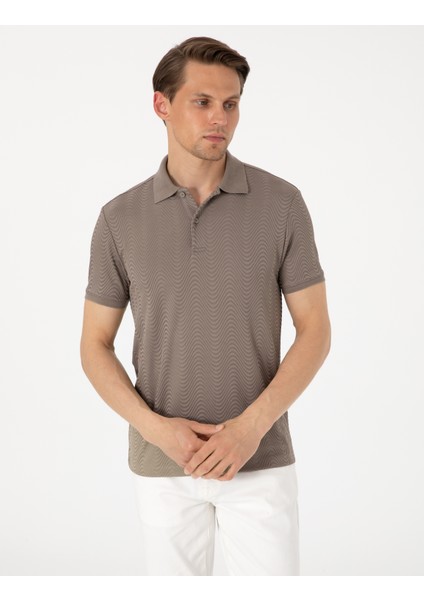 Erkek Koyu Vizon Slim Fit Polo Yaka Tişört 50310233-VR241 modelleri