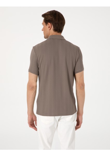 Erkek Koyu Vizon Slim Fit Polo Yaka Tişört 50310233-VR241 indirimleri