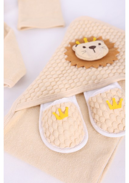 Vavbaby Organik Bambu Bebek Havlu Bornoz Seti Bebek Havlu Kundak Lion fırsatları