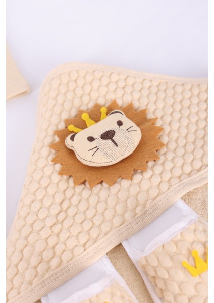 Vavbaby Organik Bambu Bebek Havlu Bornoz Seti Bebek Havlu Kundak Lion indirimleri