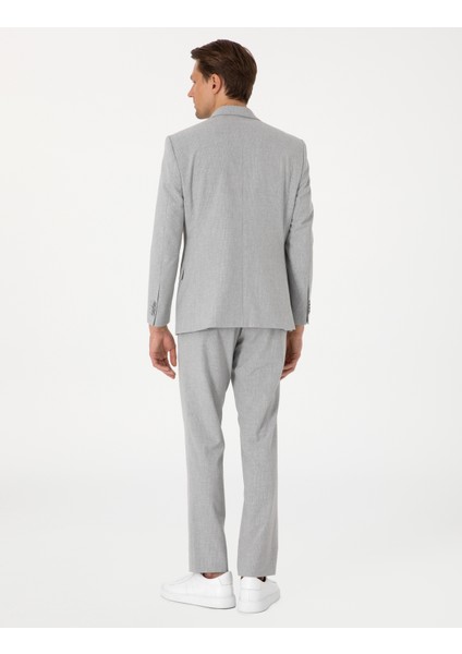 Erkek Gri Slim Fit Çizgili Takım Elbise 50302435-VR024