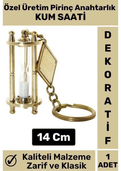 Premium Yüksek Kaliteli Dayanıklı Dekoratif Şık Hediyelik Nostaljik Pirinç Kum Saati Anahtarlık
