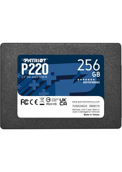 Patrıot P220 2.5 256GB Sata3 550/490MB/S SSD Disk (P220S256G25)