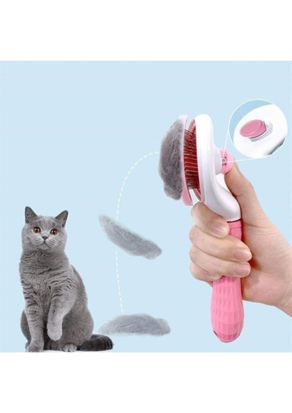 Kedi Köpek Tüy Toplayıcı Kendini Temizleyebilen Ergonomik Saplı Evcil Hayvan Tarağı