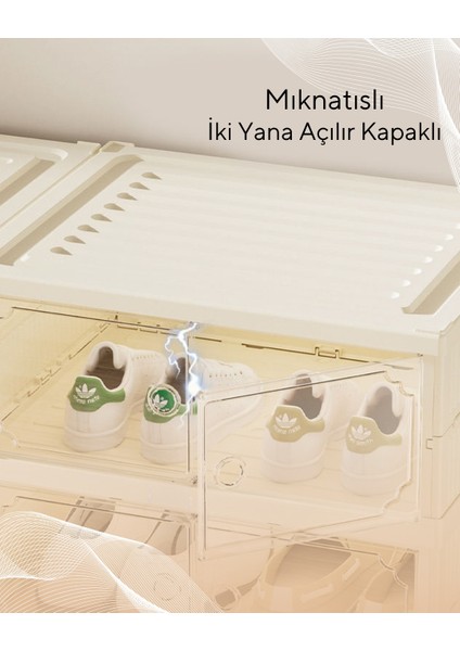 6 Raflı Çok Amaçlı, Geniş, Katlanabilir Dolap, Ayakkabılık ve Raf, Antrasit Gri