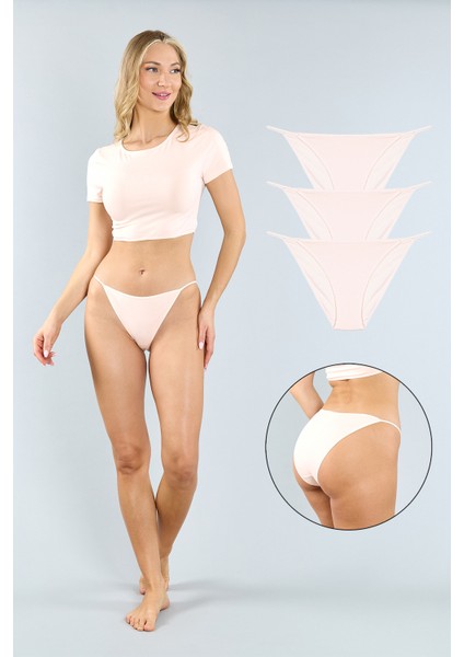 Pamuklu Pembe Klasik Kesim String Külot 3'lü Paket