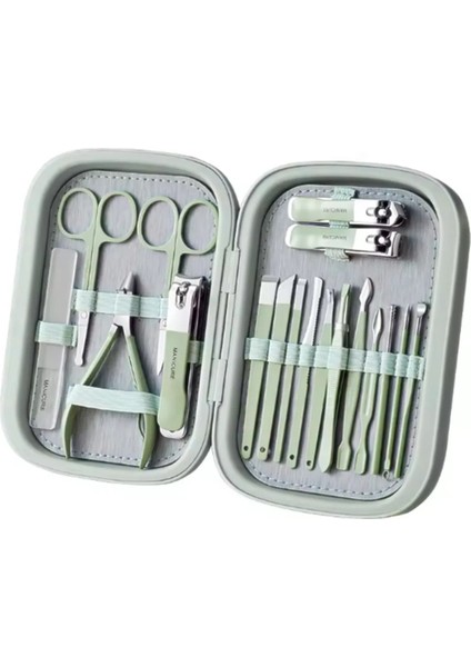 Profesyonel 18'li Manikür&pedikür Yüz Bakım Seti & Manicure Set & Su Yeşili Renk fırsatları