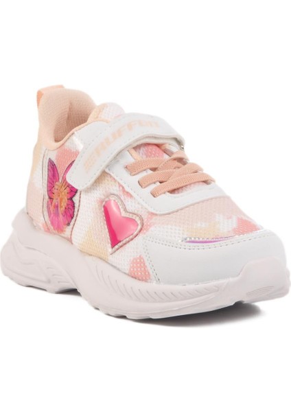 Beyaz-Pudra Hafif Esnek Çocuk Spor Ayakkabı Ruffon 2340 F