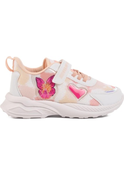Beyaz-Pudra Hafif Esnek Çocuk Spor Ayakkabı Ruffon 2340 F modelleri