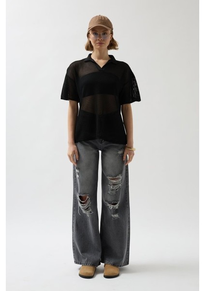 Polo Yaka Transparant-Shirt