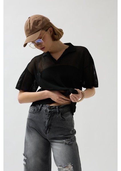 Polo Yaka Transparant-Shirt
