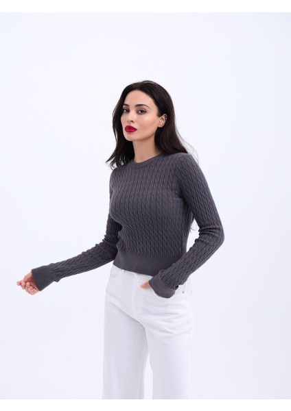 4211 Triko Saç Örgü Kazak-Antrasit fiyatları