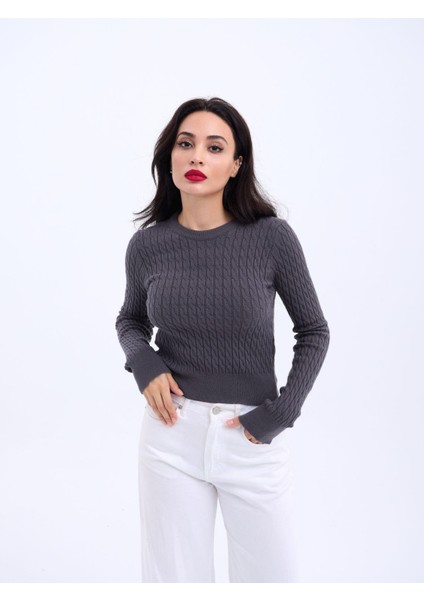 4211 Triko Saç Örgü Kazak-Antrasit fırsatları