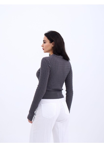 4211 Triko Saç Örgü Kazak-Antrasit indirimleri