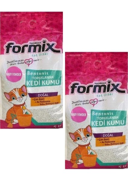 Bentonit Topaklanan Kedi Kumu 5 Lt x 2 Adet