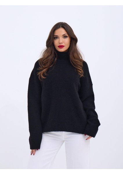 43081 Triko Yarım Balıkçı Salaş Kazak-Siyah