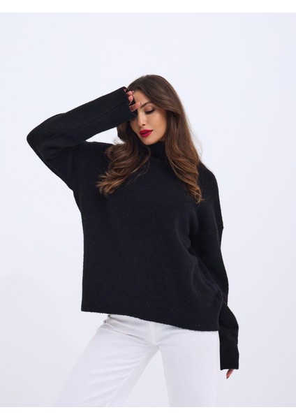 43081 Triko Yarım Balıkçı Salaş Kazak-Siyah modelleri