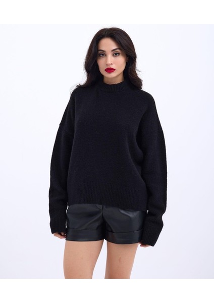 43031 Triko Yarım Balıkçı Kısa Kazak-Siyah