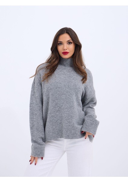 43081 Triko Yarım Balıkçı Salaş Kazak-Gri