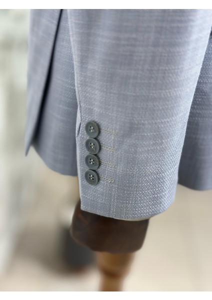 Keten Yelekli Slim Fit Takım Elbise