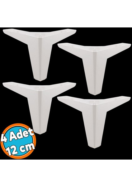 Mobilya Kanepe Sehpa Puf Koltuk Ayağı 12 cm Beyaz Baza Ayak 4 Adet