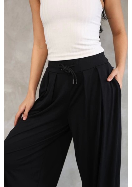 Osy Modal Yumuşak Dokulu Kumaş Şalvar Pantalon - Siyah