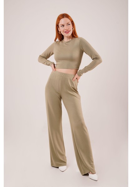 Fitilli Bluz ve Pantolon Yeşil Ikili Takım