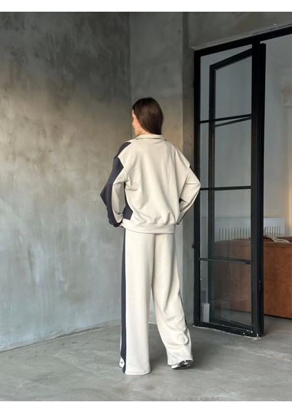 Osy Modal Yumuşak Dokulu Kumaş Kapüşonlu Fermuarlı Takım - Bej fırsatları