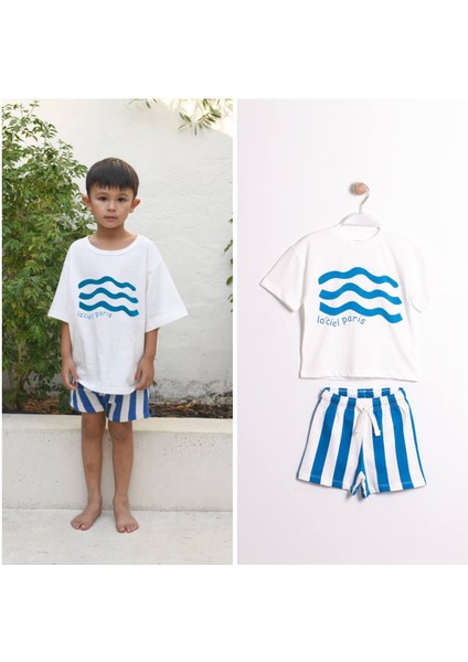 La’ciel Paris Çizgili Mavi Takım