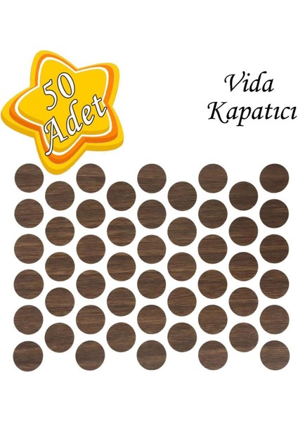 Yapışkanlı Vida Gizleme Yapıştırma Vida Tapası Tıpası(50 Adet) - Ceviz