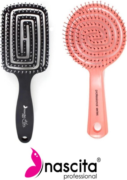 Üç Boyutlu Saç Fırçası Siyah ve Oval Saç Fırçası Pembe fiyatları