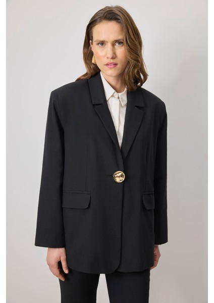 Gold Düğmeli Blazer Ceket
