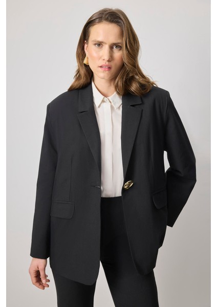 Gold Düğmeli Blazer Ceket